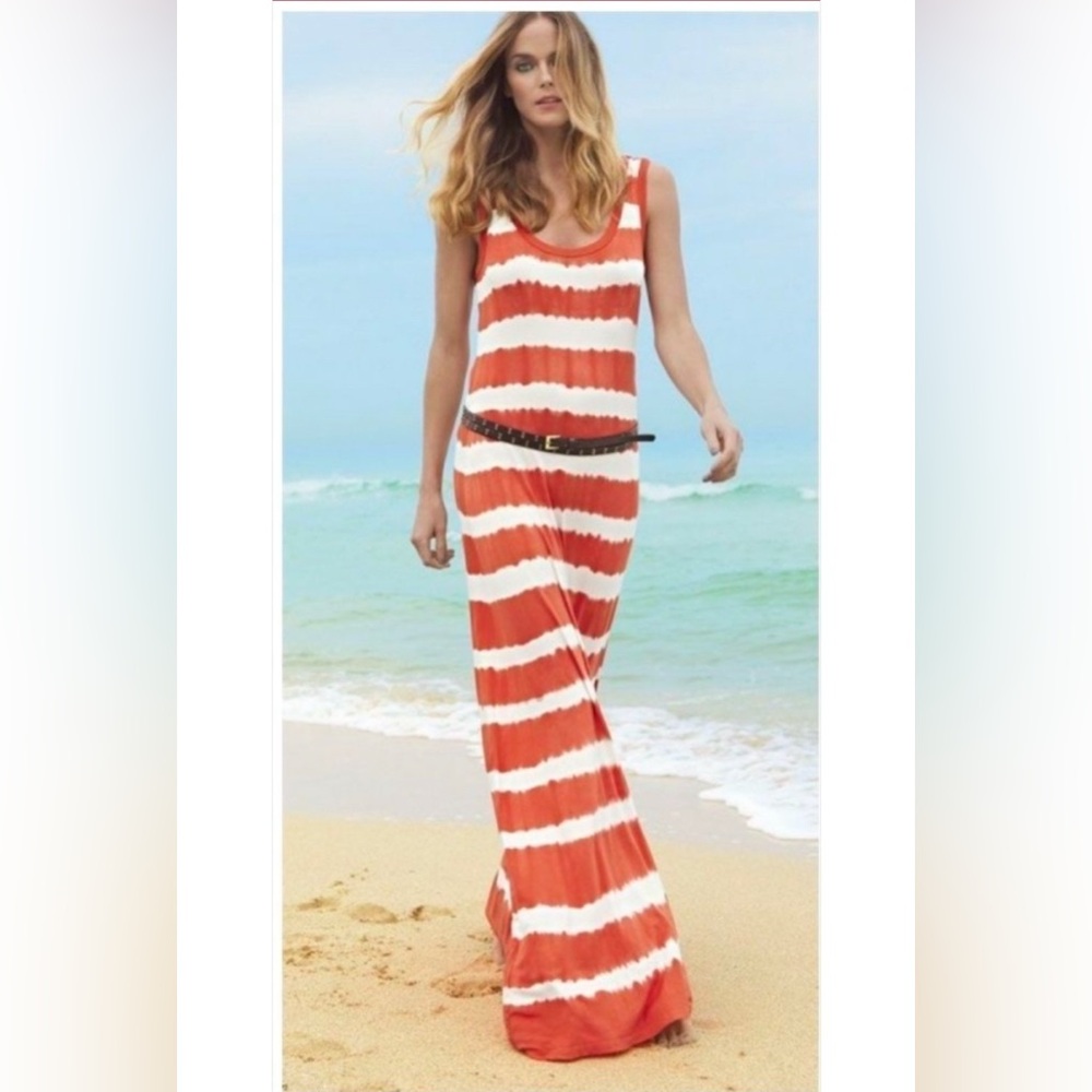 Calvin Klein Orange & White Tie-Dye Maxi Dress – Size Large